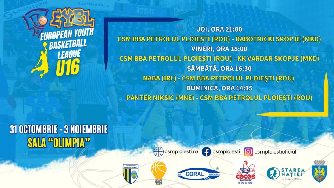 Sala „Olimpia” găzduieşte, de mâine, Turneul 1 al Grupei I din cadrul EYBL „U16”!