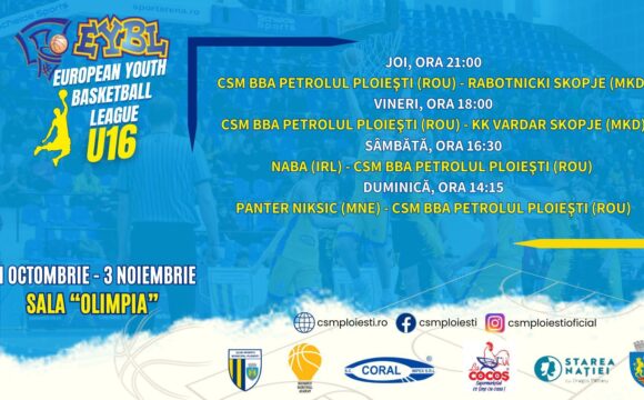 Sala „Olimpia” găzduieşte, de mâine, Turneul 1 al Grupei I din cadrul EYBL „U16”!