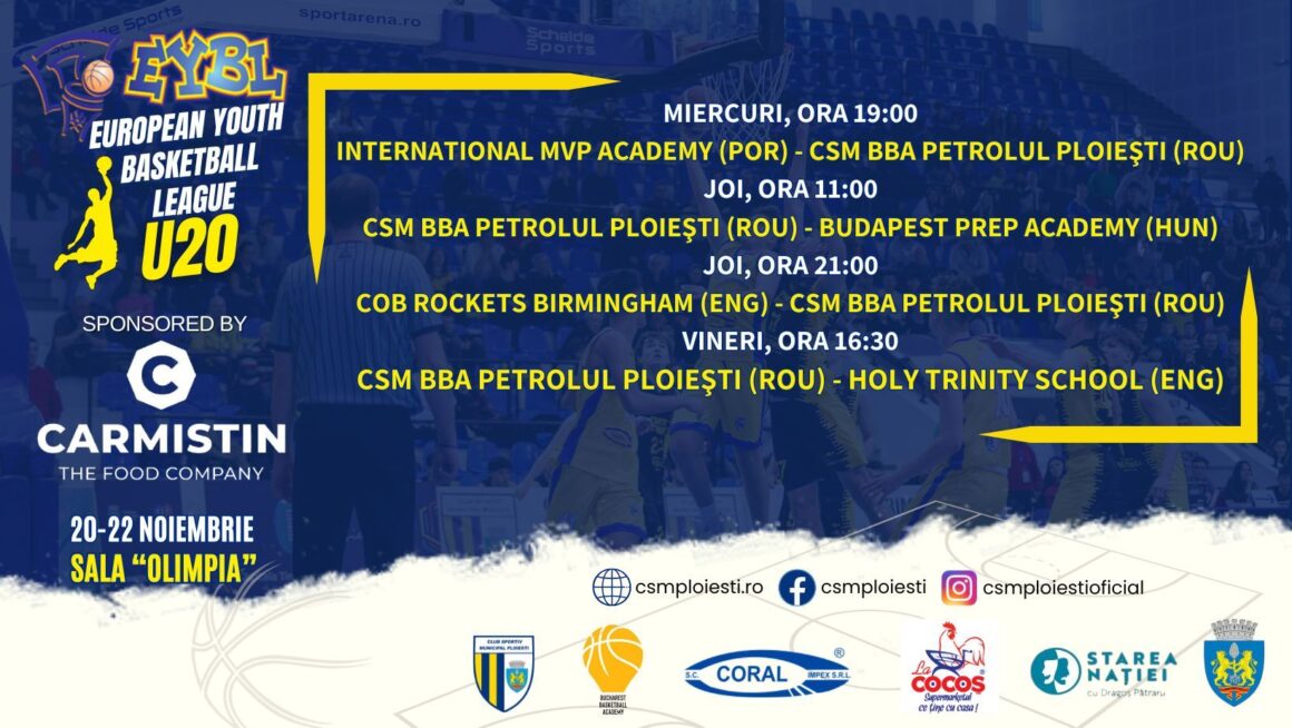 Sala „Olimpia” găzduieşte, de miercuri până vineri, Turneul 1 al Grupei F din cadrul EYBL „U20”!