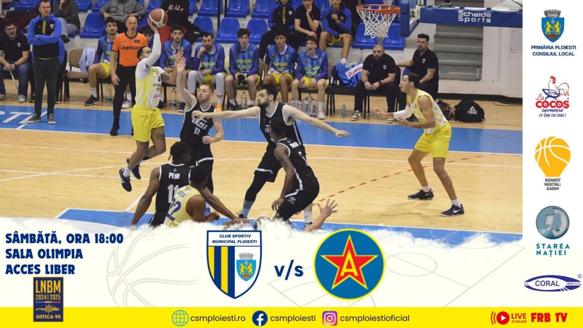 Încheiem anul, mâine seară, în Sala „Olimpia”: CSM BBA Petrolul Ploieşti – Steaua Bucureşti!