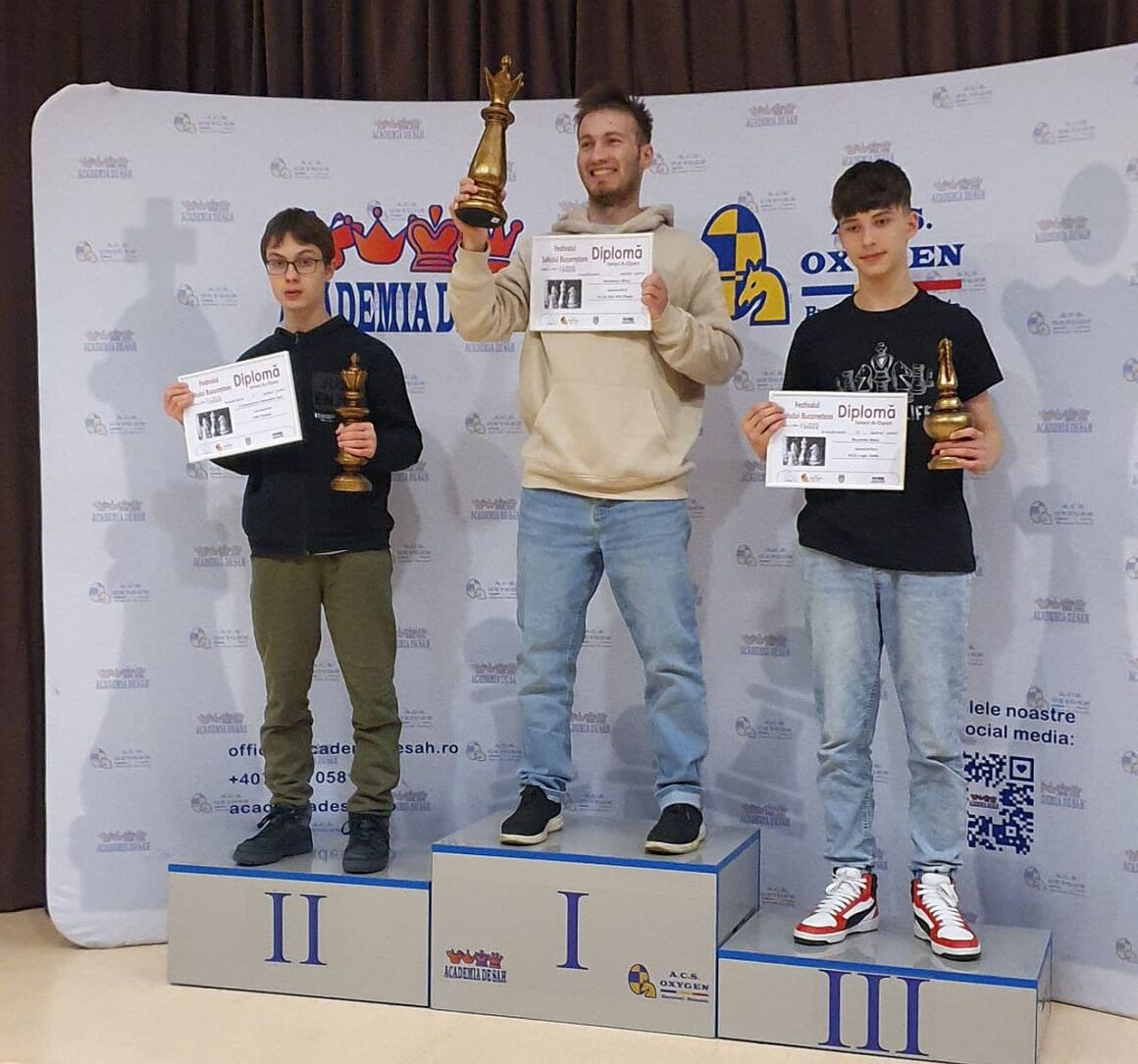 Şah: Alex Constantinoiu, medalie de argint la Festivalul Şahului Bucureştean, categoria „Open Seniori”!